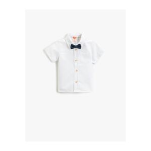 Koton Shirt with Bow Tie Short Sleeved One Pocket