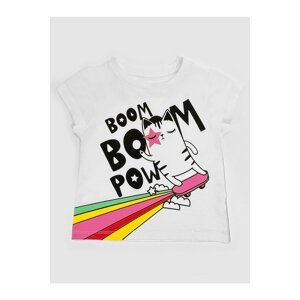 Mushi Boom Boom Girls White Combed Cotton T-shirt