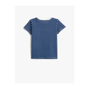 Koton Printed Striped T-Shirt Short Sleeves Crew Neck Cotton