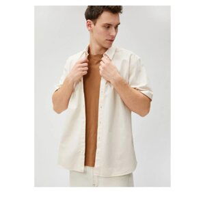 Koton 3sam60002hw 057 Beige Men's Cotton Woven Tops Shirt