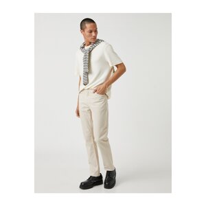 Koton Basic Gabardine Trousers Slim Fit Button Detailed Pockets.