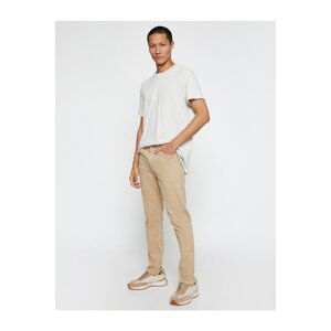 Koton Basic Gabardine Trousers Slim Fit Button Detailed Pockets.