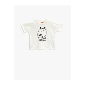 Koton Short Sleeve T-Shirt Crew Neck Dog Printed