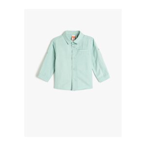 Koton Cotton Shirt Long Sleeved Pocket Detailed