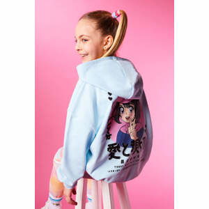 DEFACTO Girls Oversize Fit Hoodie Printed Back Sweatshirt