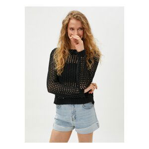 Koton Crop Mesh Sweater Boat Neck