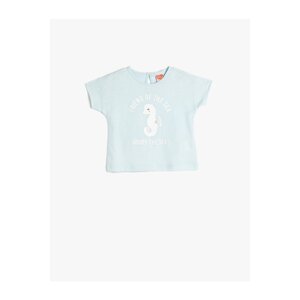 Koton T-Shirt Short Sleeve Crew Neck Sea Horse Printed Cotton