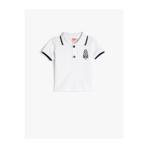 Koton Polo-Neck T-Shirt Short Sleeved Stripe Embroidered Detailed Cotton