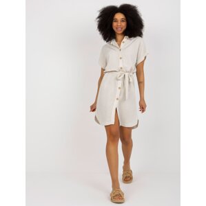 Light beige shirt dress with belt from RUE PARIS