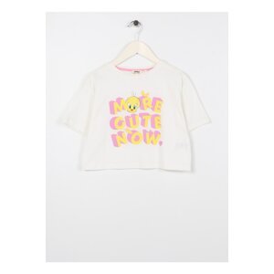 Koton Printed Ecru Girls' T-Shirt 3skg10031ak