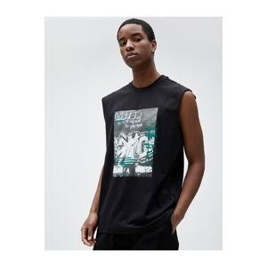Koton Sleeveless T-Shirt with Slogan Print Crew Neck Cotton