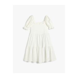 Koton Short Sleeves Ruffled Midi Length Square Neckline