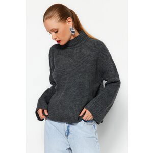 Trendyol Anthracite Soft Textured Basic Knitwear Sweater