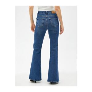 Koton 3sal40194md Flare Top Women's Jeans with a cut-out and tear-open detail Dark Indigo.