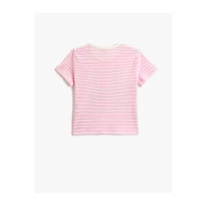 Koton Printed Striped T-Shirt Short Sleeves Crew Neck Cotton