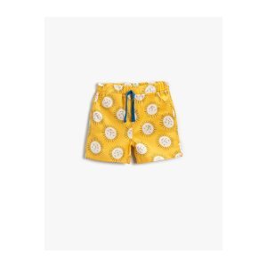 Koton Sun Printed Shorts Button Detailed Tie Waist Cotton