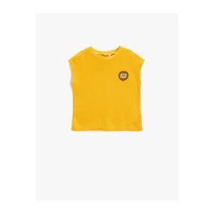 Koton Sleeveless T-Shirt Animal Print Detailed Textured Crew Neck