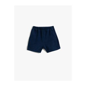 Koton Basic Textured Shorts, Pockets, Elastic Waist.