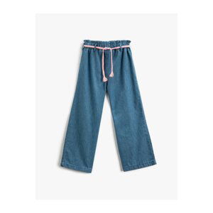 Koton Palazzo Jeans with Belt, Elastic Waist, Cotton
