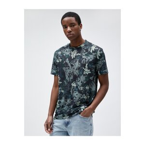 Koton Floral T-Shirts, Crew Neck, Slim Fit, Short Sleeves