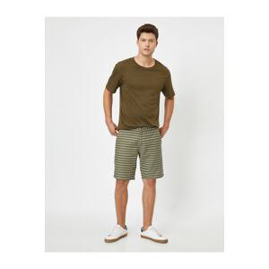 Koton Men's Khaki Stripe Shorts & Bermuda