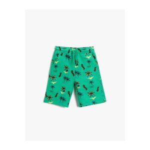 Koton Palm Print Shorts Shorts With Elastic Waist Above Knee Cotton Cotton