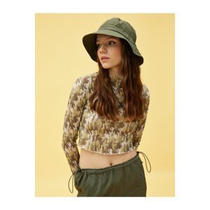 Koton Camouflage Patterned Crop T-Shirt