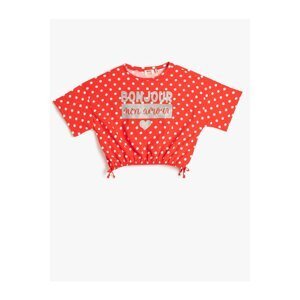 Koton Crop Oversize T-Shirt Short Sleeved Crew Neck Polka Dot Cotton Cotton