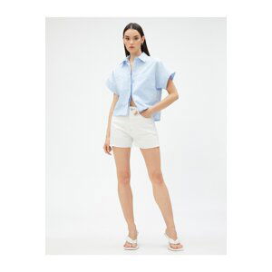 Koton Crop Poplin Shirt Short Sleeve Cotton