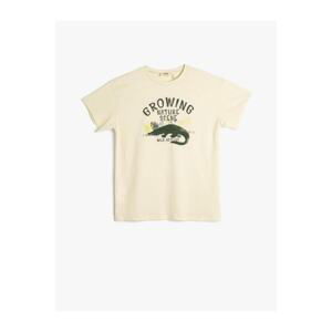 Koton T-Shirt Short Sleeved Crew Neck Alligator Printed Cotton