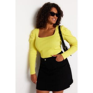 Trendyol Curve Light Green Watermelon Sleeve Knitwear Blouse