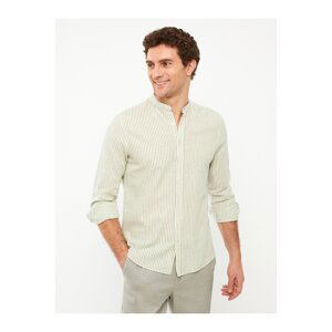 LC Waikiki Men's Regular Fit Long Sleeve Striped Linen Shirt.