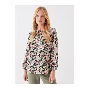 LC Waikiki Women's Pile Collar Patterned Long Sleeve Blouse