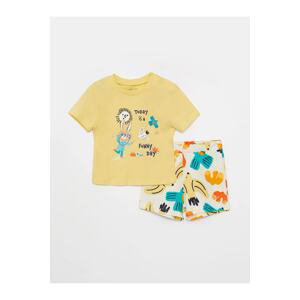 LC Waikiki Lcw Baby Crew Neck Printed Short Sleeved Baby Boy T-Shirt And Shorts 2-Set
