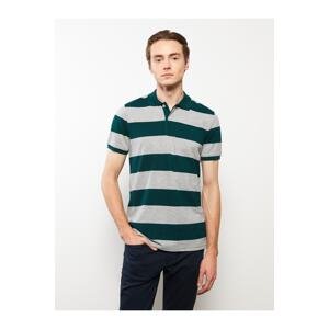 LC Waikiki Men's Polo Neck Short Sleeved Striped Pique T-Shirt.