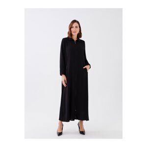 LC Waikiki Women's Polo Neck Straight Long Sleeve Dobby Dress