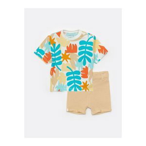 LC Waikiki Cycling Short Short Sleeved Printed Baby Boy T-Shirt And Shorts 2-Set