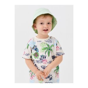 LC Waikiki Crew Neck Short Sleeved Nostalgic Monkey Print Baby Boy T-Shirt.