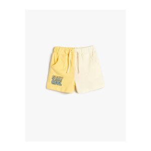 Koton Shorts with Tie Waist Elastic Color Contrast Pockets Cotton Print Detail