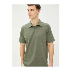 Koton Striped Polo T-Shirt with Short Sleeves and Buttons