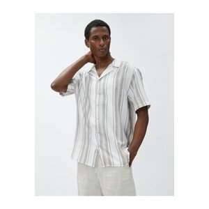 Koton Summer Shirt with Short Sleeves Turndown Collar Cotton