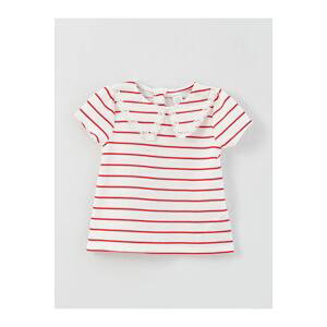 LC Waikiki Lcw Baby Baby Collar Short Sleeve Striped Baby Girl T-Shirt