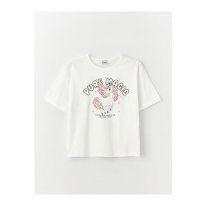 LC Waikiki Girls' Crew Neck Printed Short Sleeve T-Shirt