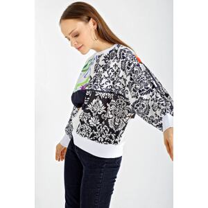 Bigdart 55318 Mix Patterned Oversized Sweatshirt - White