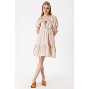 Bigdart 2351 Flare Poplin Dress - Beige