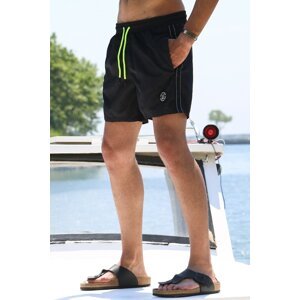 Madmext Black Swimming Trunks with Side Stripes and Arms 2943