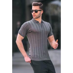 Madmext Men's Anthracite Polo Neck Zippered T-Shirt 6355