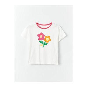 LC Waikiki Crew Neck Short Sleeved Printed T-Shirt for Baby Girl