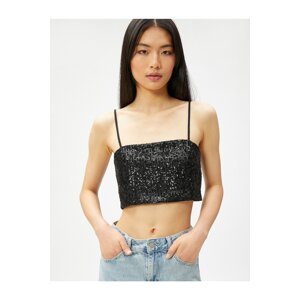 Koton Sequined Bustier with Thin Straps