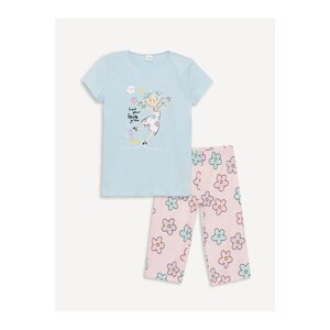 LC Waikiki Lcw Kids Crew Neck Printed Short Sleeve Girls' Pajamas Set